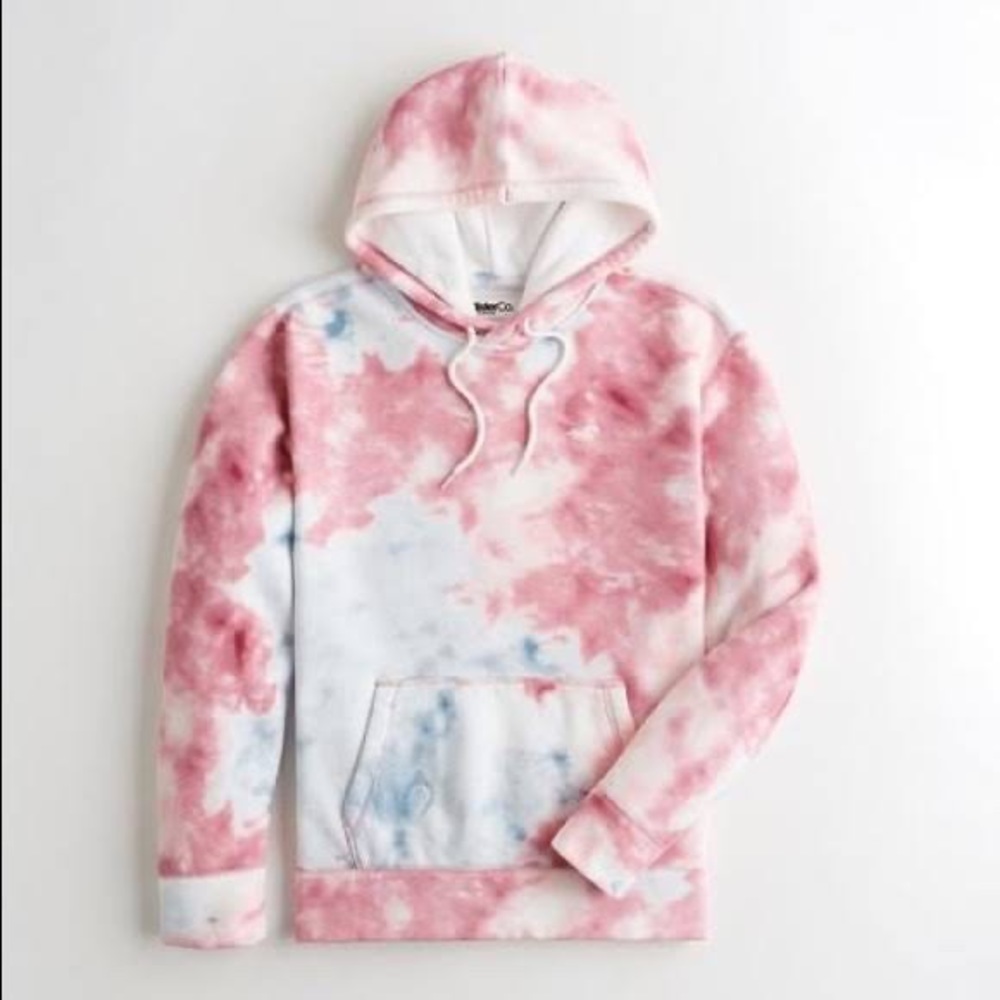 Pink, Blue, and White Tie Dye Hoodie